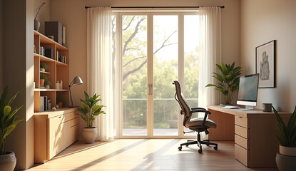 Modern Hotel Room with Bright Balcony View