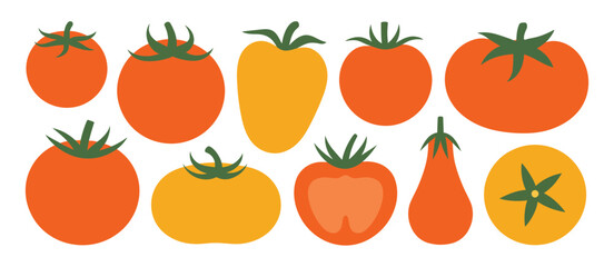 Collection of Colorful Tomatoes and Peppers Illustration
