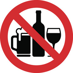 No Alcohol Allowed Sign Red Circle Prohibition Symbol
