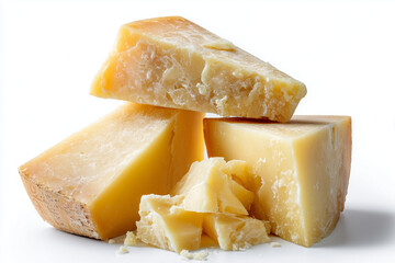 1d Emilia-Romagna Parmigiano Reggiano cheese wedges on white background