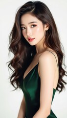 Fototapeta premium Elegant Woman in Green Dress