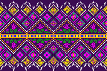 Geometric pixelated Arabic patterns on the fabric reflect the ornate and ethnicity,grid floral,grid colourful, backgrounds, seamless grid design for carpet,textile,textured,wallpaper,print,decorate