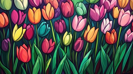 Colorful tulip field