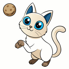 Obraz premium a Siamese cat with cream fur bats at an unseen toy, showing its playful and agile nature.