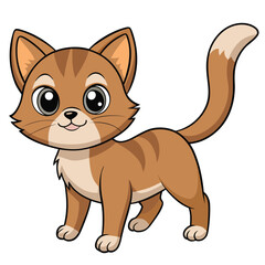 Obraz premium a Singapura cat with a ticked brown coat stretches, showing its tiny size and elegant movement.