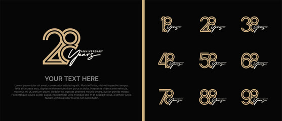 logo anniversary set. brown color with white handwriting on black background for special event