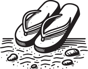 Black and White Flip-Flops Vector Silhouette	

