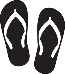 Black and White Flip-Flops Vector Silhouette	
