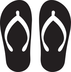 Black and White Flip-Flops Vector Silhouette	
