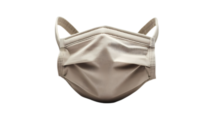 Beige Protective Face Mask Closeup Product Presentation Disposable Mask Health Safety Gear Medical Supplies isolated on transparent background
