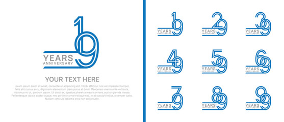 logo anniversary set. blue and grey color on white background for special event