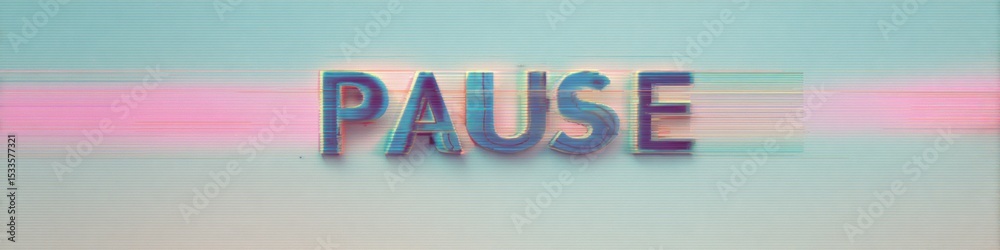Poster Retro VHS Glitch Effect with PAUSE Text on TV Screen TextureDigital Media Branding Symbolizing Interruption and Technological Transition