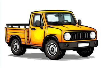 Yellow Pixel Art Pickup Truck Illustration