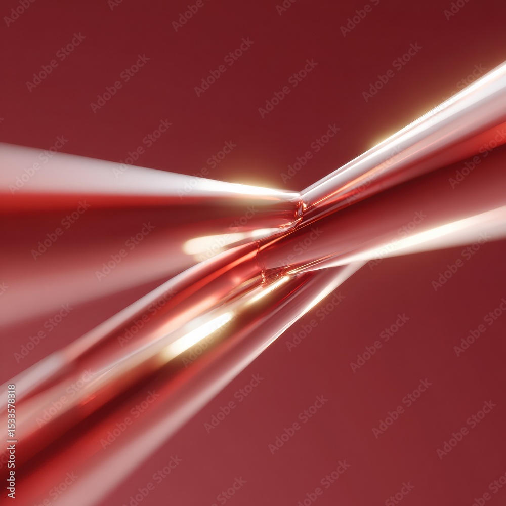 Aufkleber Quantum Simulator Energy Streams Connecting Particles with Luminous Ribbon Data Paths for Tech Marketing and Quantum Communication Concepts