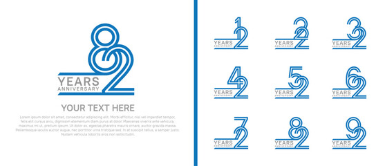 logo anniversary set. blue and grey color on white background for special event