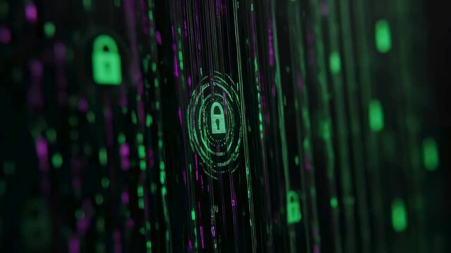 Digital Security Abstract Network of Padlocks and Data Streams