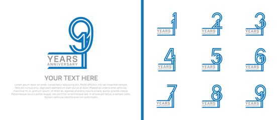 logo anniversary set. blue and grey color on white background for special event