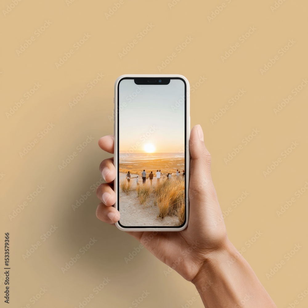 Poster Smartphone Displaying Digital Artwork on NFT Marketplace with Physical Art Behind - Modern Tech and Digital Art Commerce Trend
