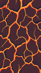 Obraz premium Abstract lava cracked ground seamless pattern with orange and red coloring
