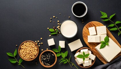 Healthy Tofu Meal Prep Soy Milk Cubes and Seeds for Vegan Diet