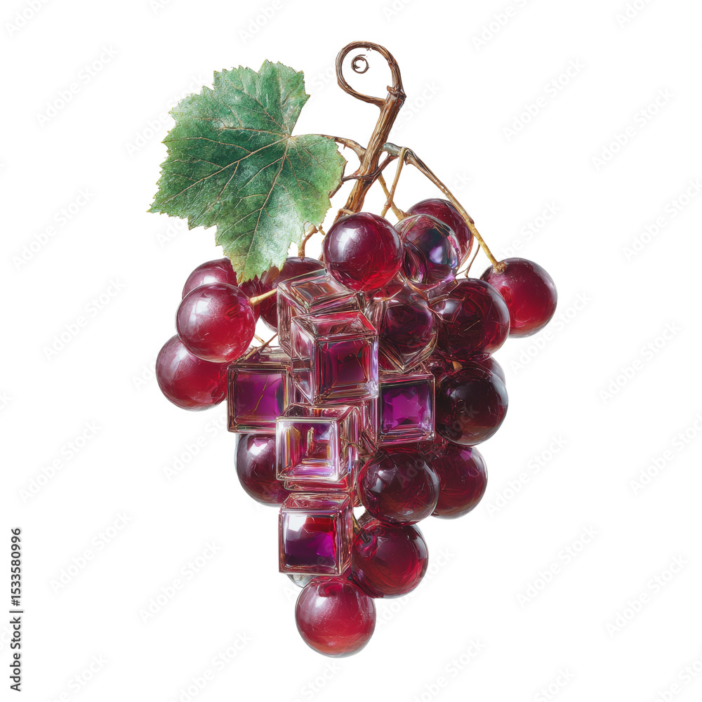 Poster Conceptual Grapes: A Fusion of Natural Form and Geometric Abstraction