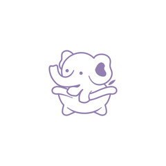 Obraz premium elehant bathup illutration logo symbol mascot