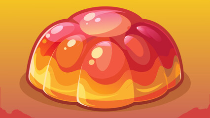 Fototapeta premium Delicious shiny jelly dessert on an orange and yellow background vector illustration