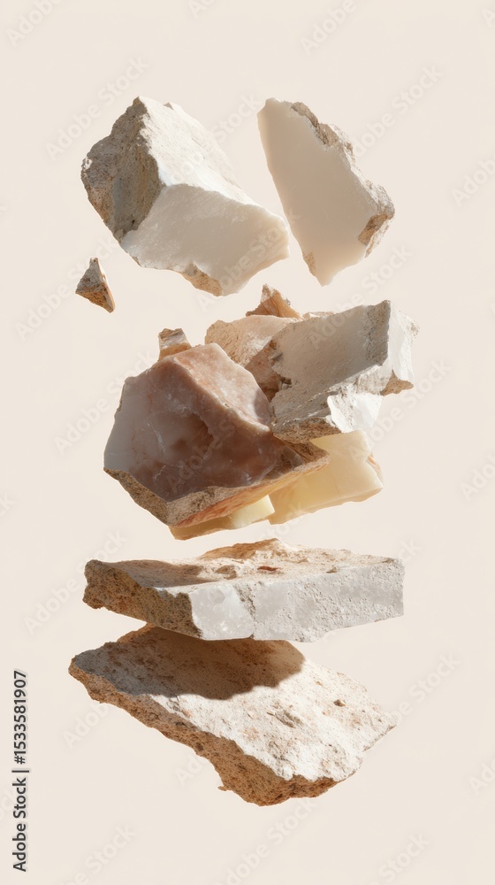 Poster detailed earthquake icon with sharp concrete rubble and layered debris for disaster recovery marketi