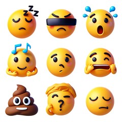 Obraz premium 3d rendered emojis showing various emotions and expressions