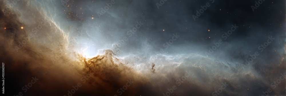 Aufkleber cosmic nebula swirling with gases and twinkling stars in deep space for astronomy exploration and st