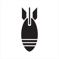 Bomb Silhouette Icon – Black Missile Vector Isolated on White Background
