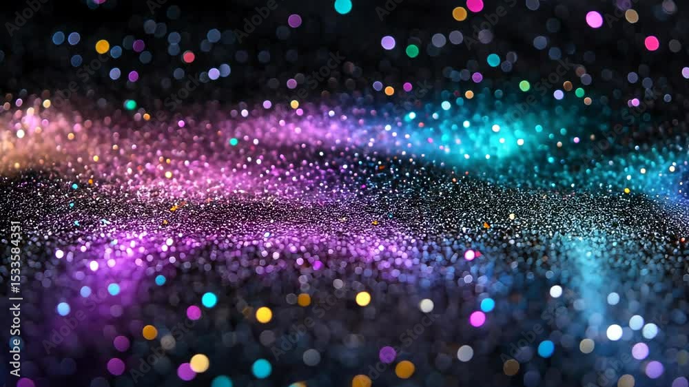 Wall mural a vibrant, glittering background of colorful bokeh lights and shimmering particles.