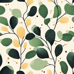 A seamless pattern with magical cilantro, mesmerizing and vibrant. Art Deco meets modern luxury in this minimalist design, soft colors 