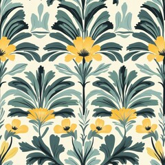 A seamless pattern with magical cilantro, mesmerizing and vibrant. Art Deco meets modern luxury in this minimalist design, soft colors