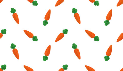 Seamless pattern with carrot, vector illustration of vegetable, healthy vegan food wallpaper