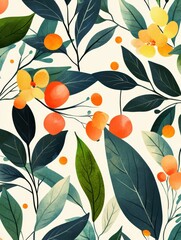 A seamless pattern with magical cilantro, mesmerizing and vibrant. Art Deco meets modern luxury in this minimalist design, soft colors 