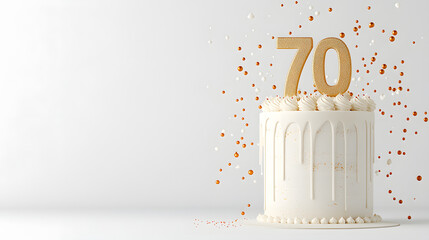 Festive 80th Birthday Cake on light background template with copy space