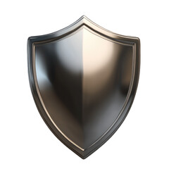 Shield Shape 3D Chrome Material on isolated transparent cutout PNG Background