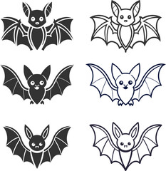 Silhouette Bat Flat Illustration Minimal Spooky Halloween and Gothic Horror Vector Icon