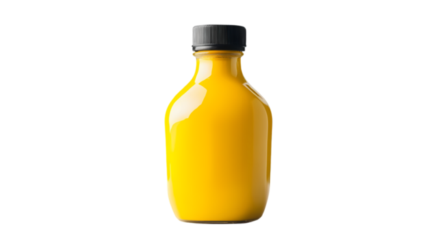 Yellow Beverage Bottle Mockup Product Packaging Design isolated on transparent background