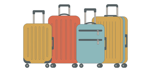 Colorful suitcases set for travel and vacation