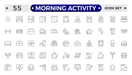 Morning Activity outline icon. Daily Lifestyle and Wellness Icon Set. Yoga, Skincare, Travel, and Self-Care Minimal Vector Collection.