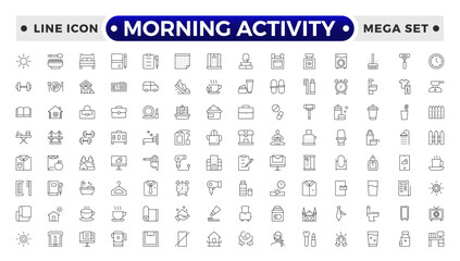 Morning Activity outline icon. Daily Lifestyle and Wellness Icon Set. Yoga, Skincare, Travel, and Self-Care Minimal Vector Collection.
