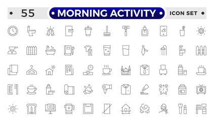Morning Activity outline icon. Daily Lifestyle and Wellness Icon Set. Yoga, Skincare, Travel, and Self-Care Minimal Vector Collection.