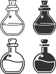 Silhouette Potion Bottle Flat Illustration Mystical Alchemy Vector Design