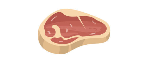 Single raw beef steak cut illustration