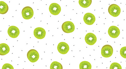 Kiwi pattern illustration for design. Healthy lifestyle and healthy nutrition. Delicious background. Vector EPS 10