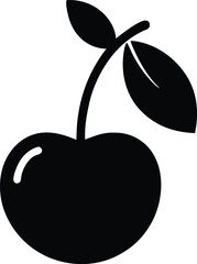  Cherry fruits icon, Cherry fruits vector silhouette isolated white background