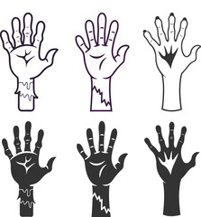 Silhouette Zombie Hand Flat Illustration Creepy Halloween Vector Art for Horror Decor & Scary Party Designs.