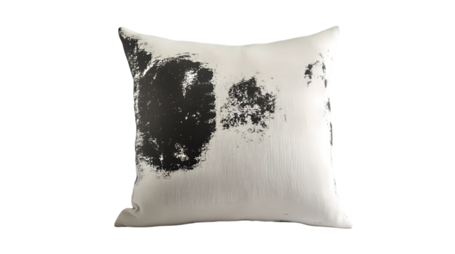 Modern Abstract Pillow Black  White Decor Accent isolated on transparent background